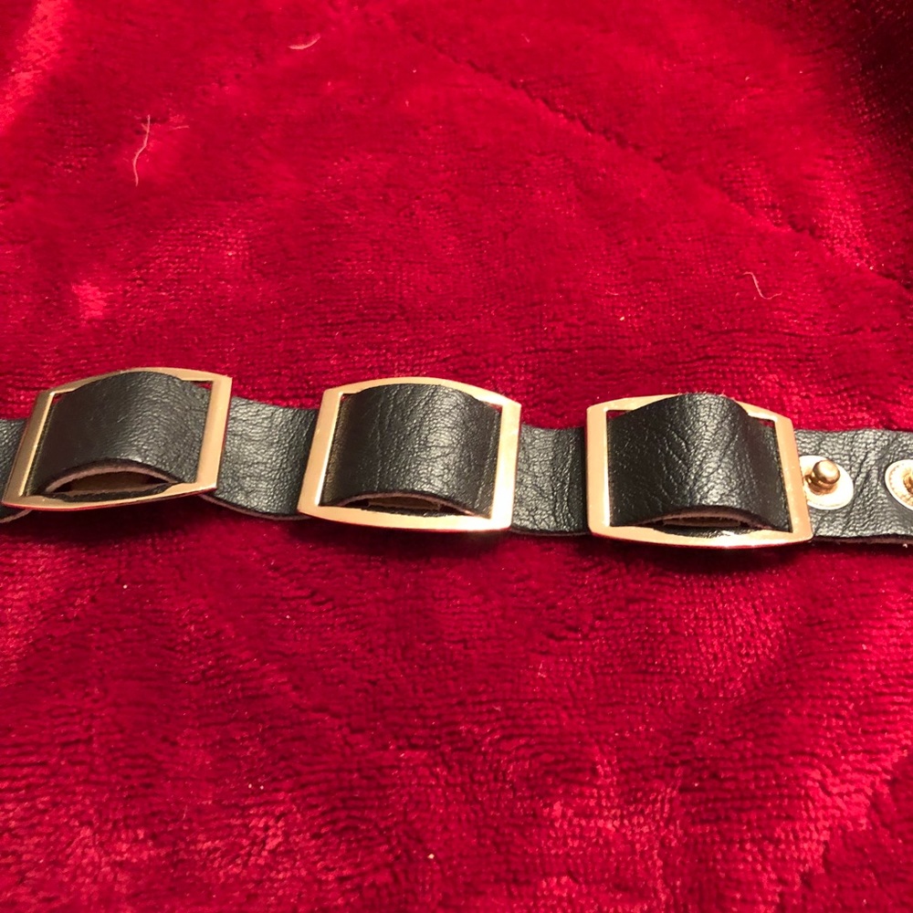 Black and gold leather bracelet